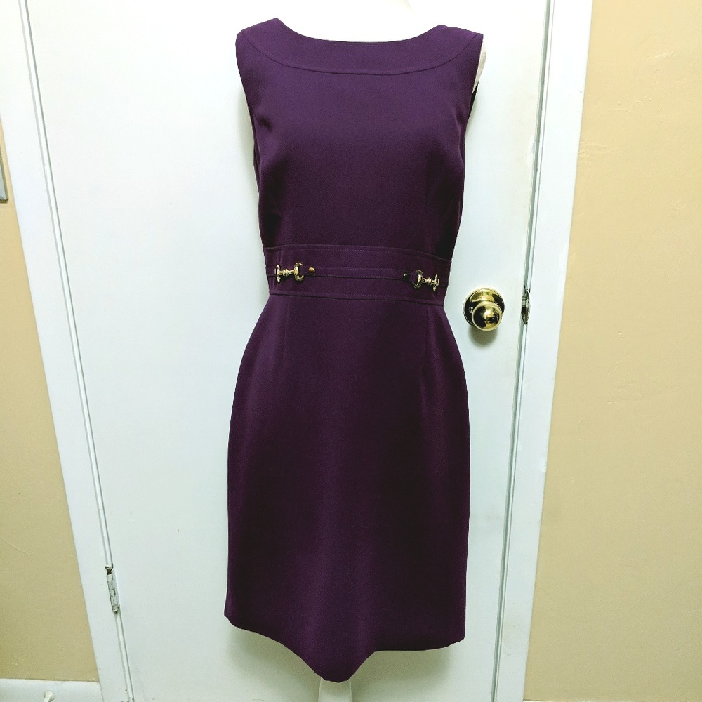 NWOT Plum and gold Sleeveless work dress elegant